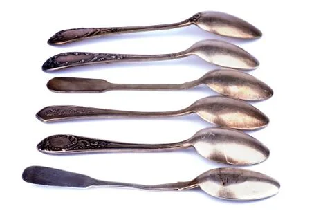 Old silver spoons Stock Photos