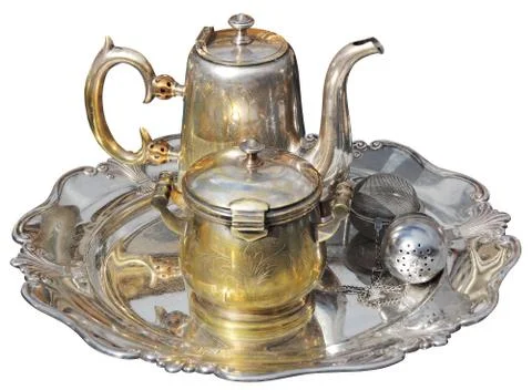 Old silver teapot Stock Photos