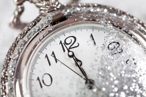 Old silver watch closeup Stock Photos