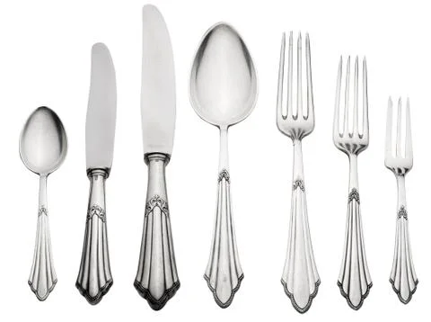 Old silverware set (clipping path) Stock Photos