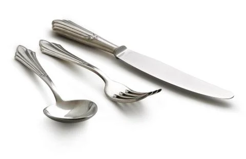 Old silverware set (clipping path) Stock Photos