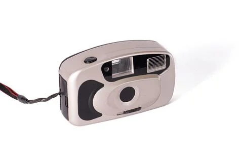 Old simple film compact camera isolated Stock Photos