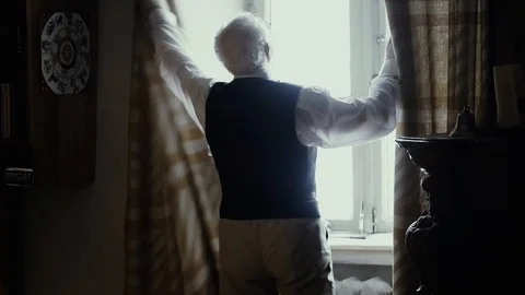 An old singer works in his creative studio, a textured writer in stylish retro Stock Footage 99053615