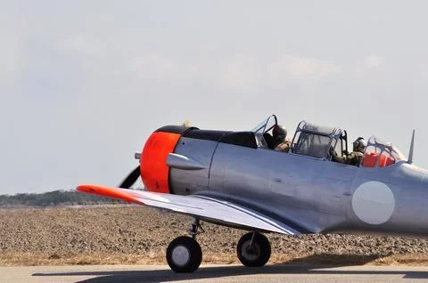 Old single-engine plane with propeller Stock Photos