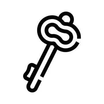Old skeleton key icon representing security access and solution Stock Illustration