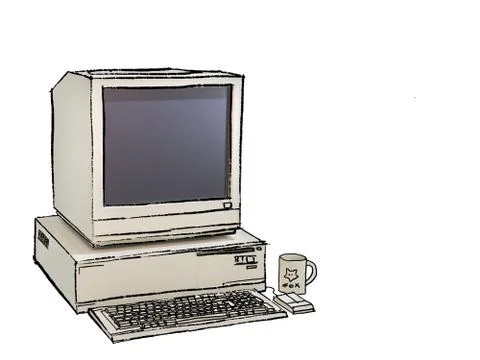 Old sketched computer Stock Illustration