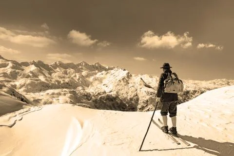 Old skier Stock Photos