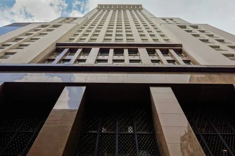 Old skyscraper facade with many windows. low angle view Stock Photos