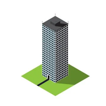 Old skyscraper vector isometric illustration Stock Illustration