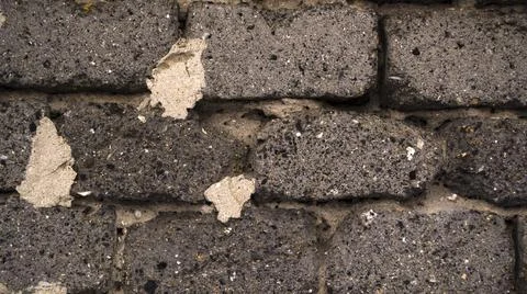 Old slag side wall, cinder block Stock Photos