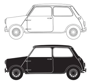 Old Small Car Outlines Stock Illustration