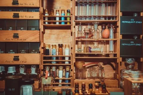 Old small mini labolatory 스톡 사진