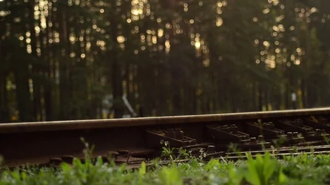 Old small railroad tracks. Train rails. 1. Video stock 89865098