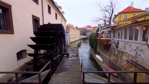 Old Smeltery Mill on the Devil's Canal, Lesser Quarter, Prague, Czechia Video stock 282717278