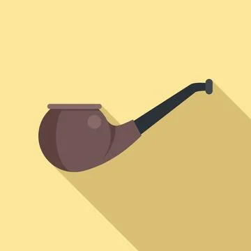 Old smoke pipe icon flat . Wood smoker Illustrazione stock