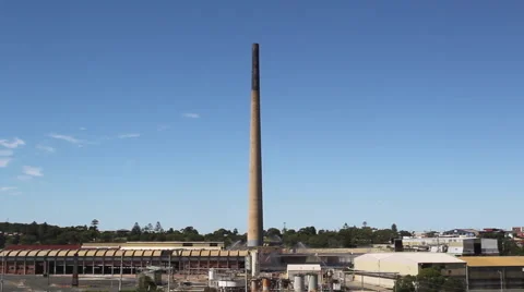Old smoke stack demolition in Wollongong Stock Footage 40751879