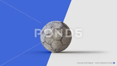 Old soccer ball with blue markings PSD Template