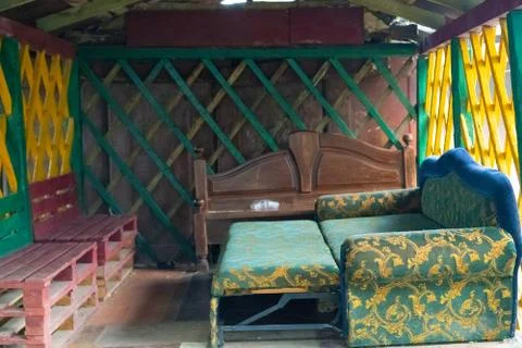 Old sofas for the homeless Stock Photos