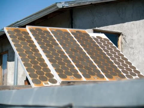 Old solar panel from 1970's Stock Photos