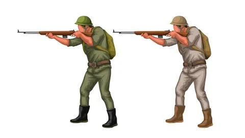 Old soldiers set Stock Illustration