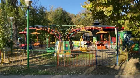 Old soviet amusement park with no people Stock Footage 220680297