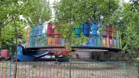 Old soviet amusement park with no people Stock Footage 221149730