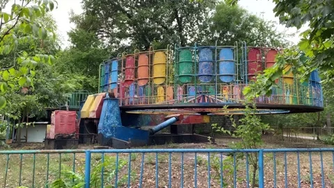 Old soviet amusement park with no people Stock Footage 221149731