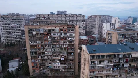 Old soviet architecture aerial Stock Footage 168932931