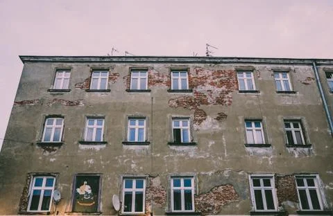 Old soviet building destroyed during time Stock Photos