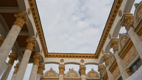 Old soviet building in Ukraine. Soviet Union. Sickle and hammer symbol. Camera Stock Footage 103421101