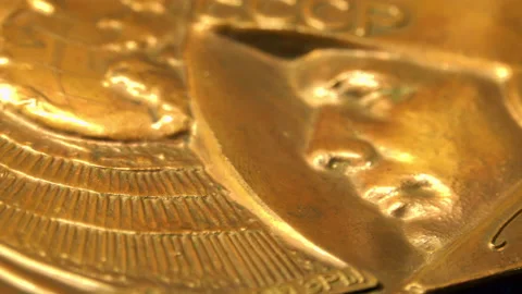 Old Soviet commemorative medal with Yuri Gagarin's profile and autograph. Stock Footage 237921858