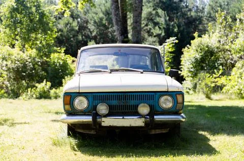 Old Soviet compact car Moskvich 214006 Moskvich 1500 in a city street. Stock Photos