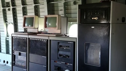 Old Soviet controlled computing complex CM 1420 Stock Footage 75041176