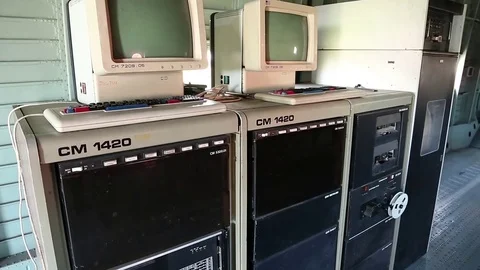 Old Soviet controlled computing complex CM 1420 Stock Footage 75352851