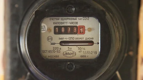 Old Soviet Electric meter closeup Stock Footage 97071123
