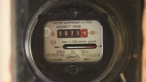 Old Soviet Electric meter Stock Footage 97070778