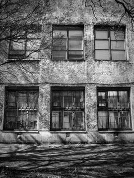 Old soviet facade with some vintage windows Stock Photos