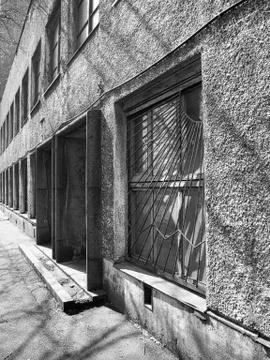 Old soviet facade with some vintage windows Stock Photos