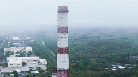 Old soviet heating tower chimney in eastern europe 2 Stock Footage 295790167