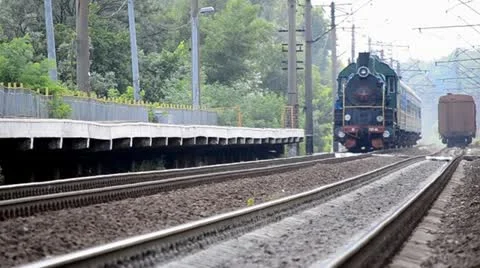 Old soviet locomotive Stock Footage 11360604