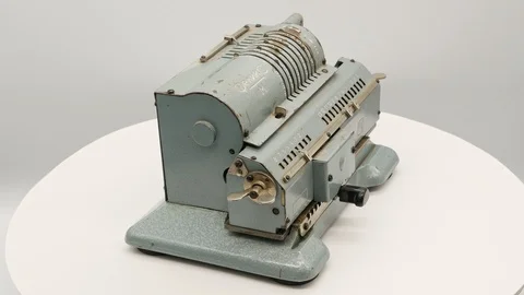 Old soviet mechanical calculator adding machine 4k Stock-Footage 108269484