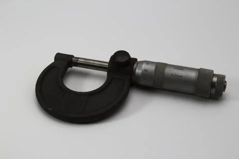Old soviet micrometer on white background Stock Photos