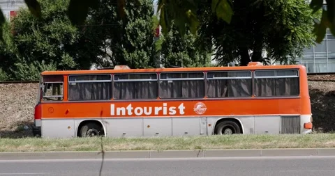 An old Soviet passenger bus ikarus Stock Footage 158451225