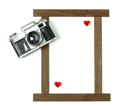 Old soviet rangefinder analog camera top view. Stock Photos