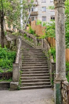 Old soviet rusty and functioning ropeway or cable car cabins in Chiatura Stock Photos