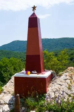 Old soviet second world war monument in a mountain Stock Photos