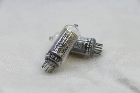 Old Soviet single indicators vacuum lamps on a white background Stock Photos