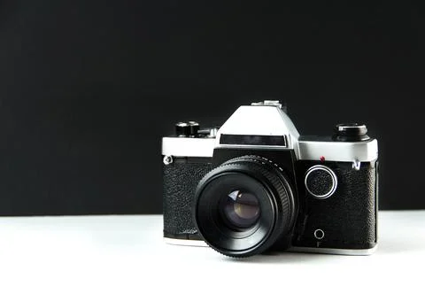 Old Soviet SLR analog camera. Stock Photos