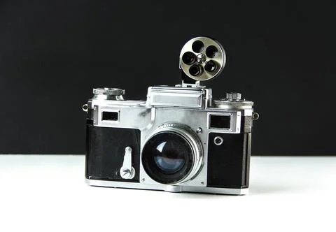 Old Soviet SLR analog camera. Stock Photos