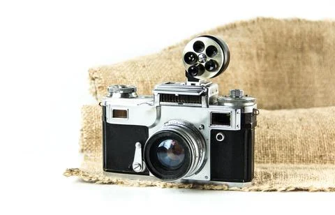 Old Soviet SLR analog camera. Stock Photos